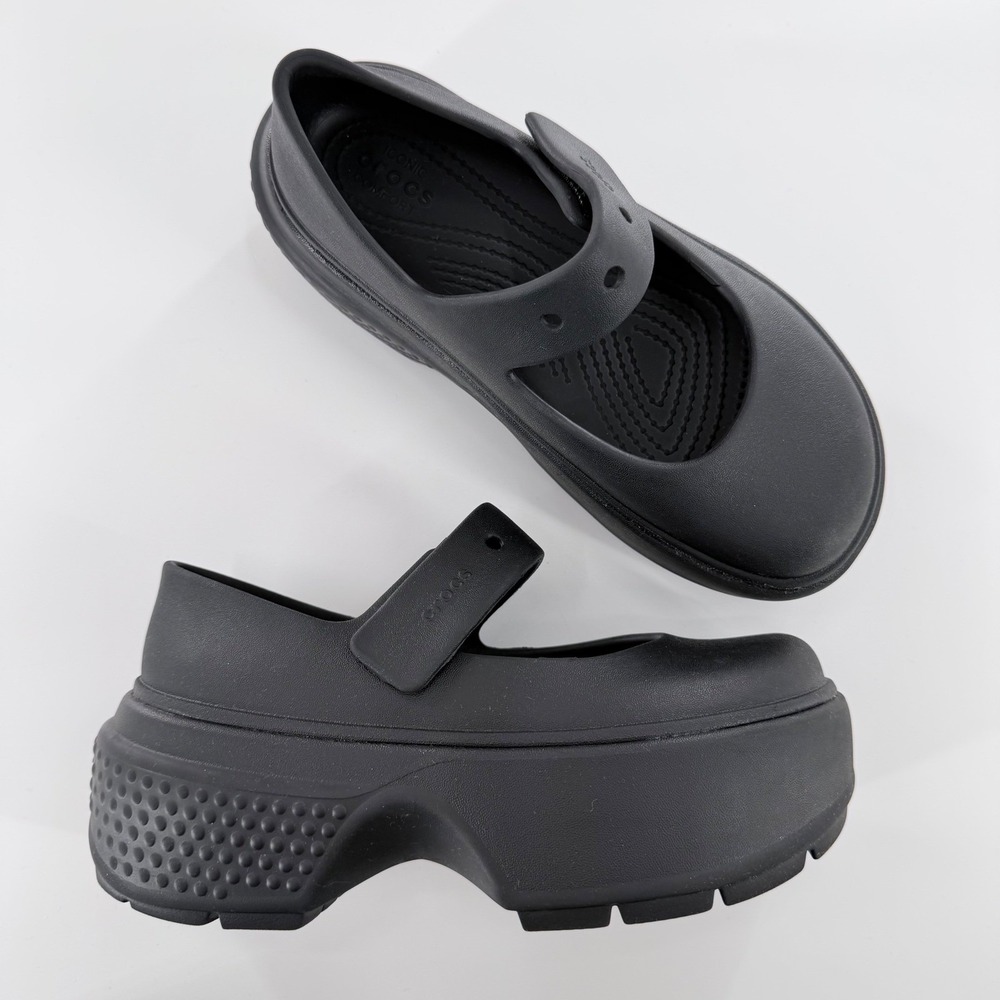 Crocs Stomp Mary Jane Platform Clogs Black Chunky Lug Sole Y2K Shoes Womens 6